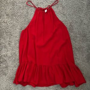 BP Asymmetrical Peplum Tank Red Size S